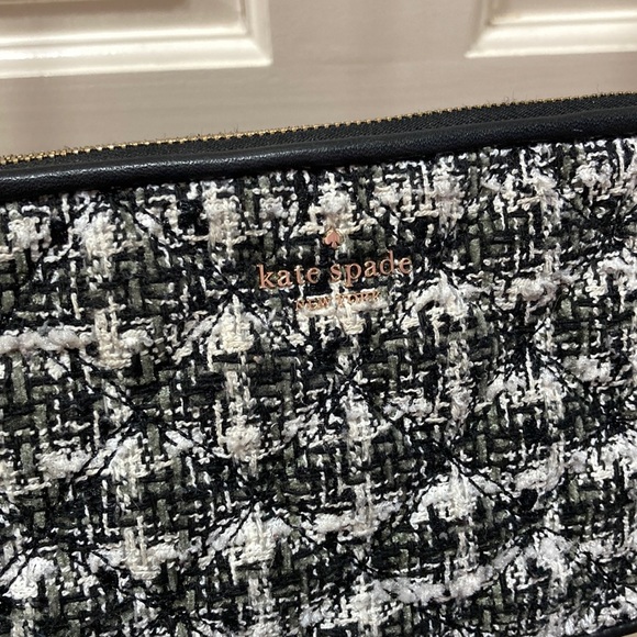 Kate Spade Black Natalia Double Zip Tweed Crossbody Purse Bag - Picture 3 of 16